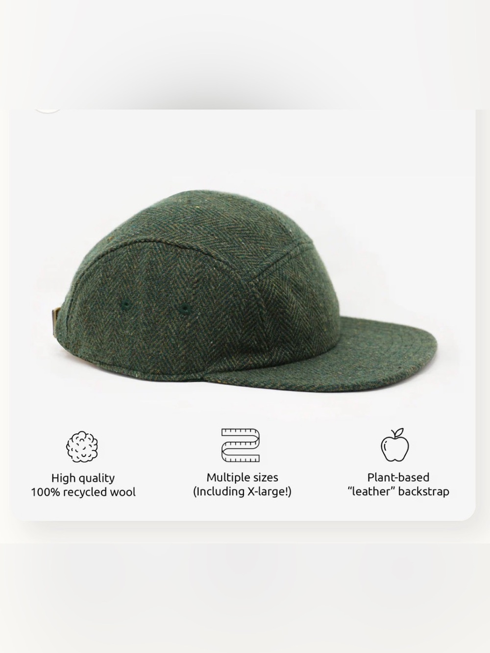 Storied Hats Green Wool 5-Panel Cap
